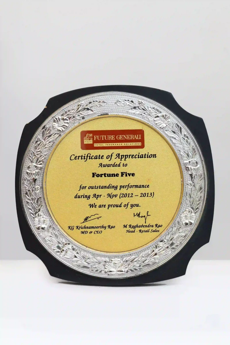 Future Generali Certificate of Appreciation